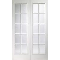 XL Joinery Portobello White Moulded Pre-Finished Door Pair with Clear Glass 78in x 46in x 35mm (1981 x 1168mm)