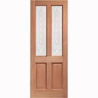 XL Joinery Malton Hardwood Dowelled Single Glazed Exterior Door with Burns Glass 78in x 30in x 44mm (1981 x 762mm)