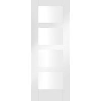 XL Joinery Shaker 4 Light White Primed Internal Door with Clear Glass 78in x 12in x 35mm (1981 x 306mm)