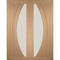 XL Joinery Salerno Oak Rebated Internal Door Pair with Clear Glass 78in x 60in x 40mm (1981 x 1524mm)