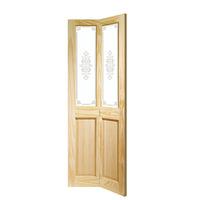 XL Joinery Victorian Clear Pine Bi-Fold Internal Door with Campion Glass 76.7in x 14.8in x 34mm (1947 x 375mm)