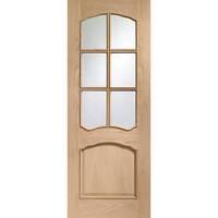 XL Joinery Riviera Oak Internal Door with Clear Bevelled Glass and Raised Mouldings 80in x 32in x 35mm (2032 x 813mm)