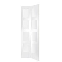 XL Joinery Shaker 4 Light White Primed Bi-Fold Internal Door with Clear Glass 76.2in x 14.9in x 35mm (1936 x 379.5mm)