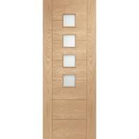 XL Joinery Palermo Oak Internal Door with Obscure Glass 80in x 32in x 35mm (2032 x 813mm)