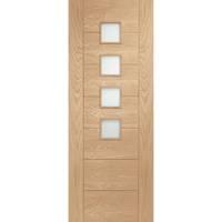 XL Joinery Palermo Oak Pre-Finished Internal Door with Obscure Glass 78in x 27in x 35mm (1981 x 686mm)
