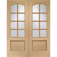 xl joinery park lane oak internal door pair with clear bevelled glass  ...