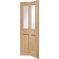 XL Joinery Malton Oak Bi-Fold Internal Door with Clear Bevelled Glass 76.2in x 14.9in x 35mm (1936 x 379.5mm)
