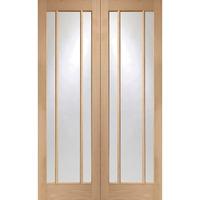 XL Joinery Worcester Oak Pair Door with Clear Glass 78in x 48in x 40mm (1981 x 1220mm)