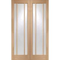 xl joinery worcester oak pair door with clear glass 78in x 48in x 40mm ...