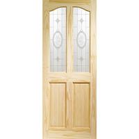 XL Joinery Rio Clear Pine Internal Door with Crystal Rose Glass 80in x 32in x 35mm (2032 x 813mm)