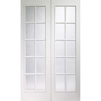 XL Joinery Portobello White Moulded Pre-Finished Door Pair with Clear Glass 78in x 60in x 35mm (1981 x 1524mm)