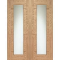 XL Joinery Palermo Oak Rebated Internal Door Pair with Clear Glass 78in x 48in x 40mm (1981 x 1220mm)