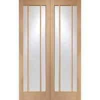 XL Joinery Worcester Oak Pair Door with Clear Glass 78in x 46in x 40mm (1981 x 1168mm)