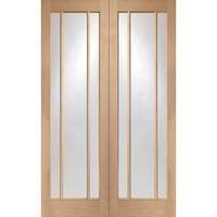 xl joinery worcester oak pair door with clear glass 78in x 46in x 40mm ...