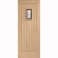 XL Joinery Chancery Onyx Oak Triple Glazed Exterior Door with Brass Caming 78in x 33in x 44mm (1981 x 838mm)