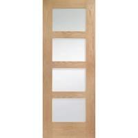 XL Joinery Shaker 4 Light Oak Internal Fire Door with Obscure Glass 78in x 30in x 44mm (1981 x 762mm)