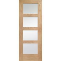 XL Joinery Shaker 4 Light Oak Pre-Finished Internal Door with Clear Glass 78in x 30in x 35mm (1981 x 762mm)