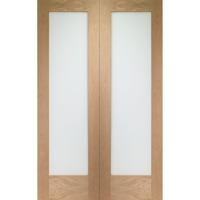 XL Joinery Pattern 10 Oak Door Pair with Clear Glass 78in x 60in x 40mm (1981 x 1524mm)