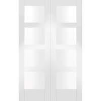XL Joinery Shaker White Primed Door Pair with Clear Glass 78in x 60in x 40mm (1981 x 1524mm)