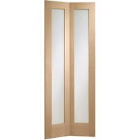 XL Joinery Pattern 10 Oak Bi-Fold Internal Door with Clear Glass 76.2in x 13.4in x 35mm (1936 x 341.5mm)