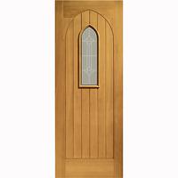 XL Joinery Pre-Finished Westminster Oak Exterior Door with Decorative Glass 78in x 33in x 44mm (1981 x 838mm)