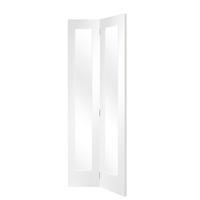 XL Joinery Pattern 10 White Primed Bi-Fold Internal Door with Clear Glass 76.2in x 14.9in x 35mm (1936 x 379.5mm)