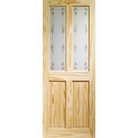 XL Joinery Victorian Knotty Pine Internal Door with Bluebell Glass 78in x 30in x 35mm (1981 x 762mm)