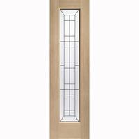 XL Joinery Malton Oak Triple Glazed Exterior Side Light with Black Caming 80in x 23in x 44mm (2032 x 584mm)