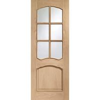 XL Joinery Riviera Oak Internal Door with Clear Bevelled Glass and Raised Mouldings 78in x 30in x 35mm (1981 x 762mm)