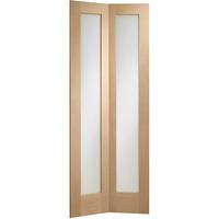 XL Joinery Pattern 10 Oak Bi-Fold Internal Door with Clear Glass 76.2in x 14.9in x 35mm (1936 x 379.5mm)