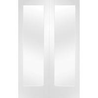 XL Joinery Pattern 10 White Primed Door Pair with Clear Glass 78in x 48in x 40mm (1981 x 1220mm)