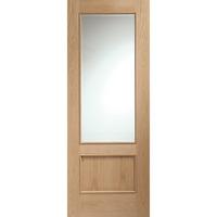 XL Joinery Andria Oak Internal Door with Clear Bevelled Glass and Raised Mouldings 78in x 30in x 35mm (1981 x 762mm)