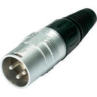 XLR connector Plug, straight Number of pins: 3 Silver, Black Hicon HI-X3CM 1 pc(s)