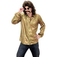 XL Holographic Sequin Shirt - Gold Costume Extra Large For 70s Travolta Night