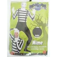 XL Black White MIME SECOND SKIN SUIT Silent Movie Fancy Dress Costume