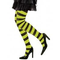 XL Green & Black Striped Ladies Pantyhose