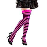 XL Pink - Black Striped Over The Knee Socks - 70 Den Accessory Extra Large For