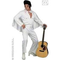 XL King Of Rock Deluxe White Costume Extra Large For 70s Elvis Vegas Fancy Dress