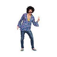 XL Hippie Flower Shirt Velvet Costume Extra Large For 60s 70s Hippy Fancy Dress