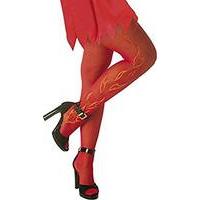 XL Red Glitter Flames Pantyhose