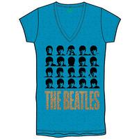 XL Blue Ladies The Beatles Hard Days Night Faces T-shirt