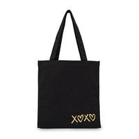 XOXO Black Canvas Tote Bag - Mini Tote with Gussets