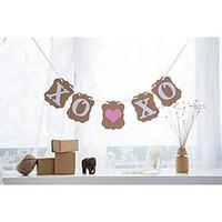 XO XO with Pink Heart Banner Wedding Engagement Valentines Decor