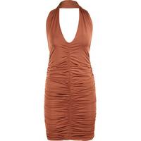 Xochiti Ruched Mini Dress - Rust