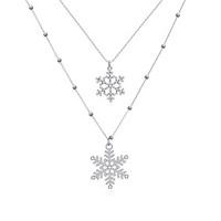 Xu Women \'s Beautiful Snowflakes Joker Personality Leisure Glass Alloy Necklace