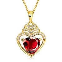 Xu Women\'s Heart-shape Diamonds 18k Gold-plated Necklace