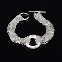 Xu Women\'s 925 Silver-Plated Heart-shaped Multideck Charm Bracelets