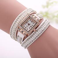 Xu Women\'s Korea Velvet Diamonds Rivet Winding Bracelet Quartz Watch Cool Watches Unique Watches Fashion Watch Strap Watch