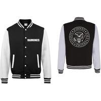 XXL Black & White Men\'s Ramones Presidential Seal Varsity Jacket