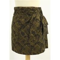 xxi size s shiny tribal inspired pattern metallic greengold mini skirt